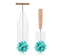 CHAOTEMAI 2 Pièces Goupillon Bouteille Long Manche en Bois Brosse Bouteille Gourde avec Trou de Suspension Brosse Gourde Goupillon Biberon pour Bidons de Sport Verres Bouteilles de Soda