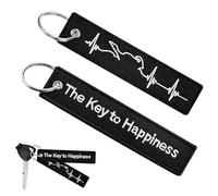 CHAOTEMAI 2 Pièces Porte Clé Voiture Broderie Recto-Verso Porte Clef Moto Porte-Bonheur Accessoires de Voyage Motif ECG Anneau de Suspension en Métal de 3 CM pour Motos Voitures Scooters SUV