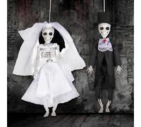 CHAOTEMAI 2 Pièces Squelette Halloween Mariés Halloween Decoration Style Gothique Deco Table Mariée pour Maisons Hantées Fêtes Décorations Mariages Thème Rassemblements Gothiques Anniversaire