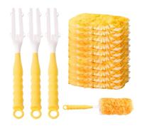 CHAOTEMAI 3 Pièces Poignée Plumeau + 10 Pièces Recharge Plumeau Anti-Poussière Plumeaus Poussiere Amovible Plumeaux Tête Plate Convient aux Sols Murs Carrelés Plafonds Canapés Armoires