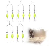 CHAOTEMAI 5pcs Montage De Fond Inversé à Double Hameçon avec Ardillon, Hamecon Peche, Hameçon Double Inversé, pour Un Lancer en Douceur, Eau Douce Eau Salée Jigging Drifting Casting Use(Crochet n°10)