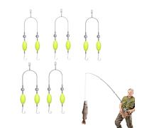 CHAOTEMAI 5pcs Montage De Fond Inversé à Double Hameçon avec Ardillon, Hamecon Peche, Hameçon Double Inversé, pour Un Lancer en Douceur, Eau Douce Eau Salée Jigging Drifting Casting Use(Crochet n°6)