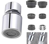 CHAOTEMAI Aérateur de Robinet 360° Pivotant Embout Robinet Cuisine avec 6 Pièces Adaptateur Robinet Cuisine Mousseur Robinet Economie Eau 22mm pour Salle de Bain Lavabo Éviers de Cuisine