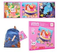 CHAOTEMAI Puzzle Magnetique Modèle Pliable en Forme de Livre 75 Pièces Jeux Voiture Enfant Voyage Lapin Sirène Lampe D'Aladin Puzzle Enfant 3 Ans Cadeau Éducatif Garçons et Filles Magnetic Book