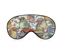 Chaotic Masque de sommeil doux et confortable Motif monstres colorés Masque rembourré pour les yeux avec bande réglable pour un repos profond, un voyage, un travail