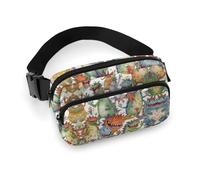 Chaotic Sac banane imprimé monstres colorés pour homme et femme, grand sac de poitrine avec sangle réglable pour l'entraînement en plein air, les voyages, la course décontractée, les monstres colorés