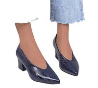 CHAOYI Chaussures à talons hauts sexy pour femme - Sandales d'été à bout pointu - Chaussures épaisses pour femme - Bleu - Talon carré, 41