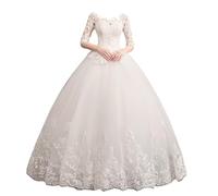 Chaoyilian A - Line Dentelle Robe De MariéE,Robe MariéE Vintage Dentelle,Robe De MariéE Princesse Dentelle,Infroissable,Doux Et Confortable,pour La Plages Ou Le Jardin