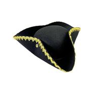 Chaoyinn Chapeau Pirate Tricorne Colonial Avec Plume Et Bordure En Or La Visière Costumes Pirate Et Accessoires Masque Type A Taille unique