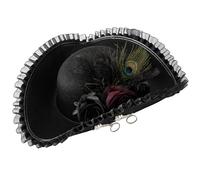 Chaoyinn Chapeau Tricorne Colonial Pour Pirates Avec Pointe Et Plume Accessoire Costume Pour Halloween Pour Pirates Type A Noir Taille unique