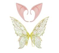 Chaoyinn Costume Fée Princesse Set Avec Ailes Fée Oreilles Pointues Delfe Scintillantes Ailes Delfe En Caoutchouc Oreilles Papillon Pour Halloween Carnaval Et Fêtes