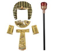 Chaoyinn Ensemble Costume Égyptien Comprenant Un Bandeau Cléopâtre Un Collier Une Ceinture Et Bâton Roi Pour Femmes Et Hommes 5 pièces Taille unique