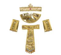 Chaoyinn Ensemble Costume Égyptien Comprenant Un Bandeau Cléopâtre Un Collier Une Ceinture Et Bâton Roi Pour Femmes Et Hommes 4 pièces Taille unique