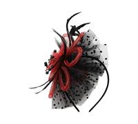 Chaoyinn Fascinators De Mariage Chapeaux Fleurs Lumineuses Mailles Plumes Rubans De Tête Chapeaux Pour Fête À Thé Coiffures Pour Dames Noir Rouge Taille unique