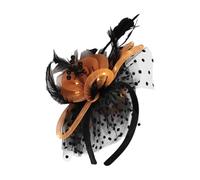 Chaoyinn Fascinators De Mariage Chapeaux Fleurs Lumineuses Mailles Plumes Rubans De Tête Chapeaux Pour Fête À Thé Coiffures Pour Dames Orange Noir Taille unique