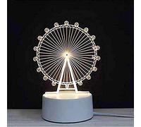 ChaoZan 3D LED Lampe d'illusion, Veilleuse Lampe de Chevet Chambre Bureau étude Décoration Table de Bébé Enfant Cadeau De Noël Fête Anniversaire, Grande Roue