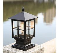 ChaoZan Extérieur réverbère, Lampe d'extérieur rustique sur pied 230 volt E27 IP55 Lampe d'extérieur sur pied Pilier Eclairage de jardin,terrasse de la villa Feux d'entrée et de chemin.(noir)