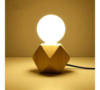 ChaoZan Lampe de table moderne e27 Lampe de bureau en bois Lampe de chevet de diamant Simplicité Créatif classique pour decoration de maison/chambre a coucher/salon Cuisine couloir Base en bois