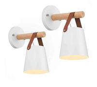 ChaoZan Lot de 2 appliques murales modernes en bois métal classique créatif rétro lampes murales E27 en fer pour chambre à coucher salon restaurant