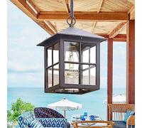 ChaoZan Suspendus Lanterne extérieure Métal imperméables Noir E27 Lustre Aluminium Étanche Rustiques Vintage Pendentif Moderne Pendentif Plafond Intérieur pour Patio Porche Couloir Cour jardin