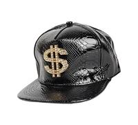 Chapeau à Bords Plats en Dollars - Signe du Dollar en Or Hip Hop Snapback, Couvre-Chef de Style coréen Tendance | Chapeau de Rappeur de fête Cool des années 80, Streetwear Scintillant métallique,