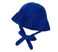 Chapeau à lacets en crochet pour femme douce fille InsStyle Bucket Cap Hiver Automne Street Snap Accessoire Chaud et Confortable Rabat d'oreille, bleu, Taille unique