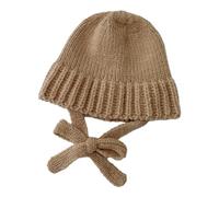 Chapeau à lacets en crochet pour femme douce fille InsStyle Bucket Cap Hiver Automne Street Snap Accessoire Chaud et Confortable Rabat d'oreille, kaki, Taille unique