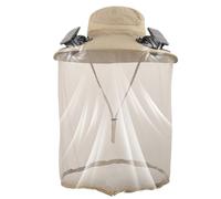 Chapeau à large bord avec ventilateur solaire UPF50+ respirant avec filet, pour activités de plein air, homme, femme, randonnée, camping, plage, voyage, anniversaire, kaki foncé