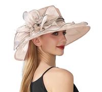 Chapeau à large bord pour femmes femmes couleur unie grande fleur anglaise dame élégante tempérament chapeau de soleil femmes chapeaux, rose(w), taille unique
