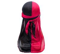 Chapeau à longue queue, foulard en satin bicolore élastique, bandana pour cheveux, style hip-hop (Black, One Size)