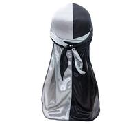 Chapeau à longue queue, foulard en satin bicolore élastique, bandana pour cheveux, style hip-hop (Grey, One Size)