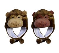 Chapeau à rabat d'oreille en forme d'animal pour enfants - Chapeau de fête - Accessoires de trappeur pour enfants - Cache-oreilles pour le ski - Chimpanzés - Taille unique