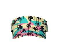 Chapeau à visière avec Palmiers des années 80, Casquette de Soleil Vide pour Sport, Plage, Tennis, Golf, Course à Pied, randonnée, Chapeau réglable pour Hommes, Femmes, Adolescents, Noir