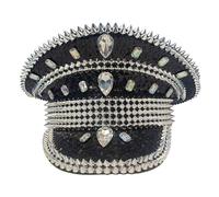 Chapeau adulte avec strass Capitaine Sergents Luxueux Festival Festival Fête d'anniversaire Rivet pour femme Chapeaux colorés strass