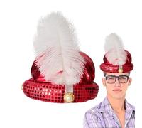 Chapeau Adulte - Turban Sultan élégant avec paillettes scintillantes et détails perlés | Emballage de tête arabe de luxe pour hommes, accessoires de costume, fête à thème du Moyen-Orient, Co