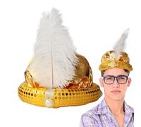 Chapeau Aladdin Sultan - Chapeau de costume de prince - Avec motif plumes et perles à paillettes - Turban de tête de sultan - Aspect brillant