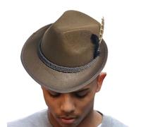 Chapeau allemand : chapeau traditionnel bavarois avec plumes, chapeau de tyrolien vert ou marron dans le style Oktoberfest | Accessoire en tissu doux pour fête à thème, costume pour homme à