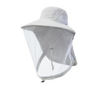 Chapeau anti-moustiques avec filet, Casquette de contrôle, filet tête pêche, maille complète, cordon serrage, sangle coupe-vent, multicolore(Light Gray)