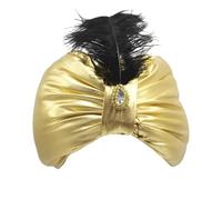 Chapeau arabe - Turban arabe cosplay - Coiffe au sultan du Moyen-Orient - Accessoire de du désert serti de bijoux - Unisexe - Or - Costume pour événement - Jeu de rôle - Mascarade Halloween Fe