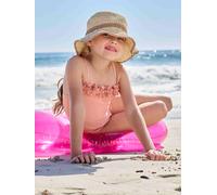 Chapeau aspect paille effet crochet fille bicolore bois 8/10A