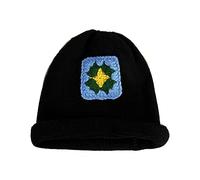 Chapeau au crochet fait à la main pour filles résistant au boulochage Fleur douce Tête de mort Sweet Girls Street Snap Pullover Fleur Crochet Bob Chapeau mignon Bonnets, Noir , Taille unique
