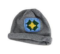 Chapeau au crochet fait à la main pour filles résistant au boulochage Fleur douce Tête de mort Sweet Girls Street Snap Pullover Fleur Crochet Bob Chapeau mignon Bonnets, gris, Taille unique