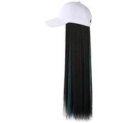 Chapeau avec Cheveux 60 cm de long chapeau perruque mode un choix cheveux raides teint canard invisible femmes # 39; s nouvelle baseball
