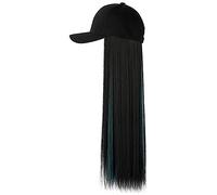 Chapeau avec Cheveux 60 cm de long chapeau perruque mode un choix cheveux raides teint canard invisible femmes # 39; s nouvelle baseball