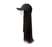 Chapeau avec Cheveux 60 cm de long chapeau perruque mode un choix cheveux raides teint canard invisible femmes # 39; s nouvelle baseball