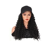 Chapeau avec Cheveux Attachés Perruque blonde lisse avec extensions de cheveux, ajustable, for femme, couleur marron ou noire, en fibres synthétiques, style casquette baseball