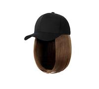 Chapeau avec Cheveux Attachés Perruque courte à bonnet quotidien, perruque, casquette de baseball noire et blanche