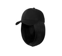 Chapeau avec Cheveux Attachés Perruque courte à bonnet quotidien, perruque, casquette de baseball noire et blanche
