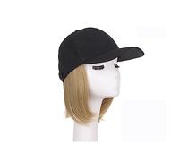 Chapeau avec Cheveux Attachés Perruque courte à bonnet quotidien, perruque, casquette de baseball noire et blanche