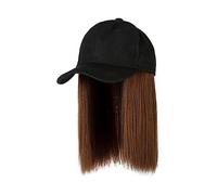 Chapeau avec Cheveux Attachés Perruque courte noire, chapeau avec cheveux, casquette de baseball ajustable en synthétique